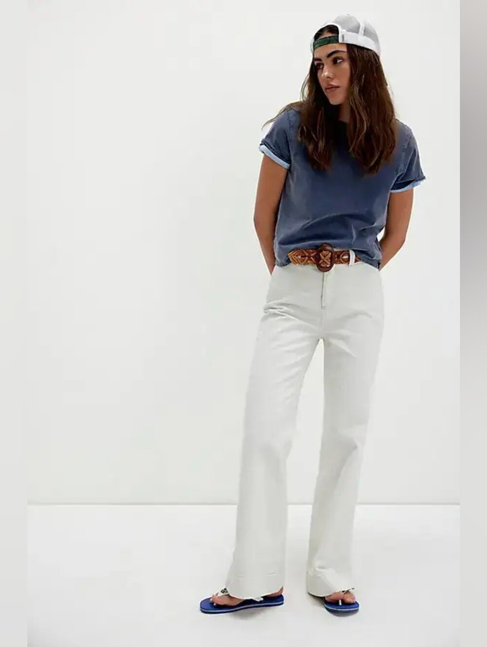 We The Free Cerine Relaxed Bootcut Jeans White Ecru High Rise Button Fly Size 26